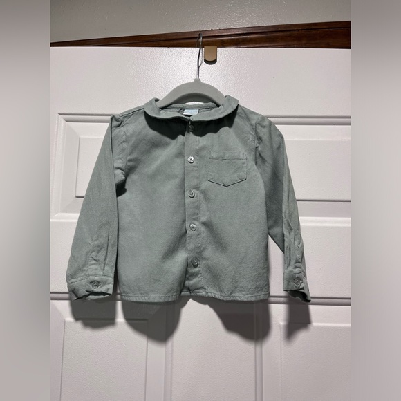 Edgehill Collection Other - Edgehill Collection Sage Green Linen Button down Peter Pan collar Shirt 18 Month